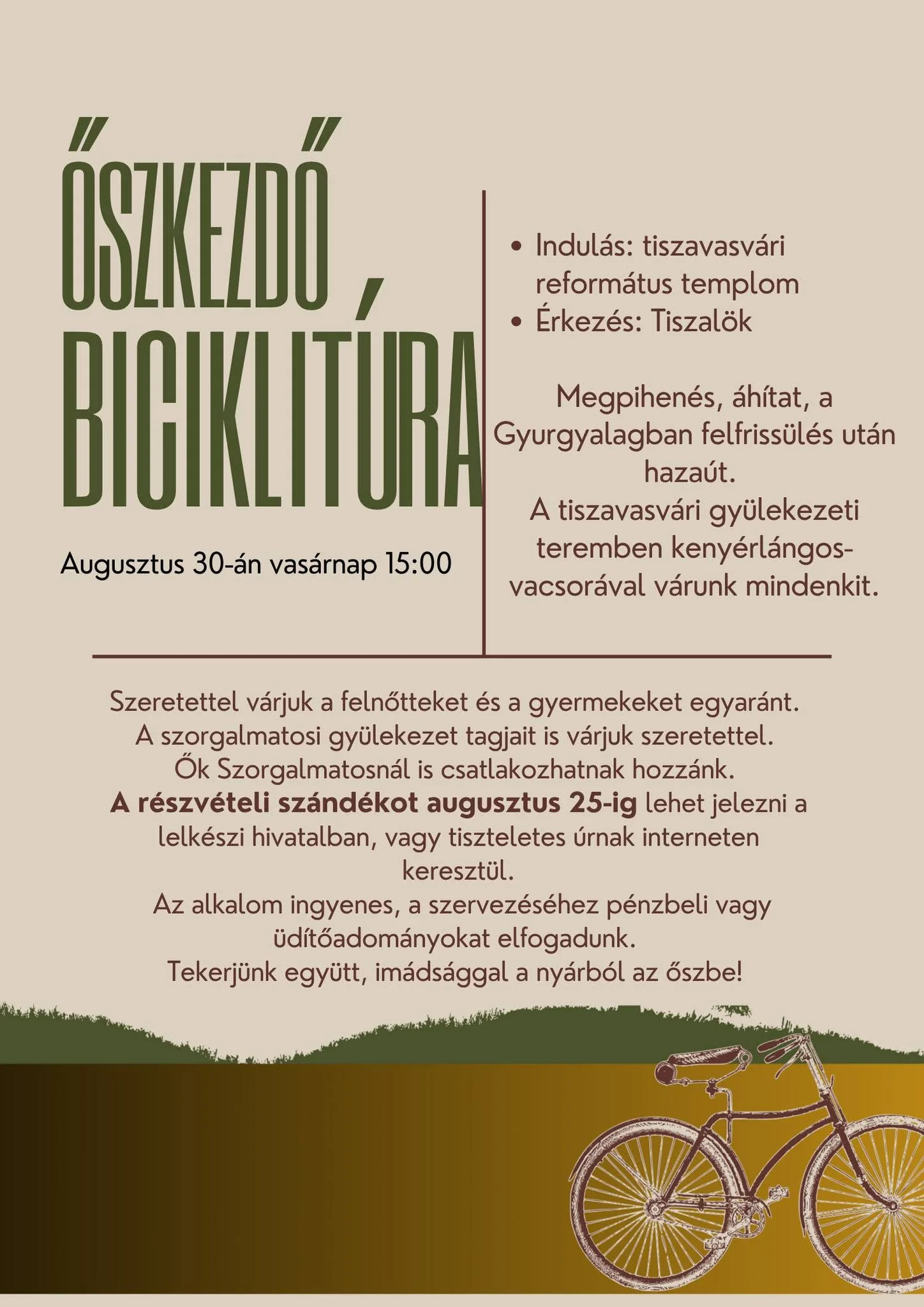 Őszkezdő biciklitúra a Tiszavasvári Református Egyházközség szervezésében
