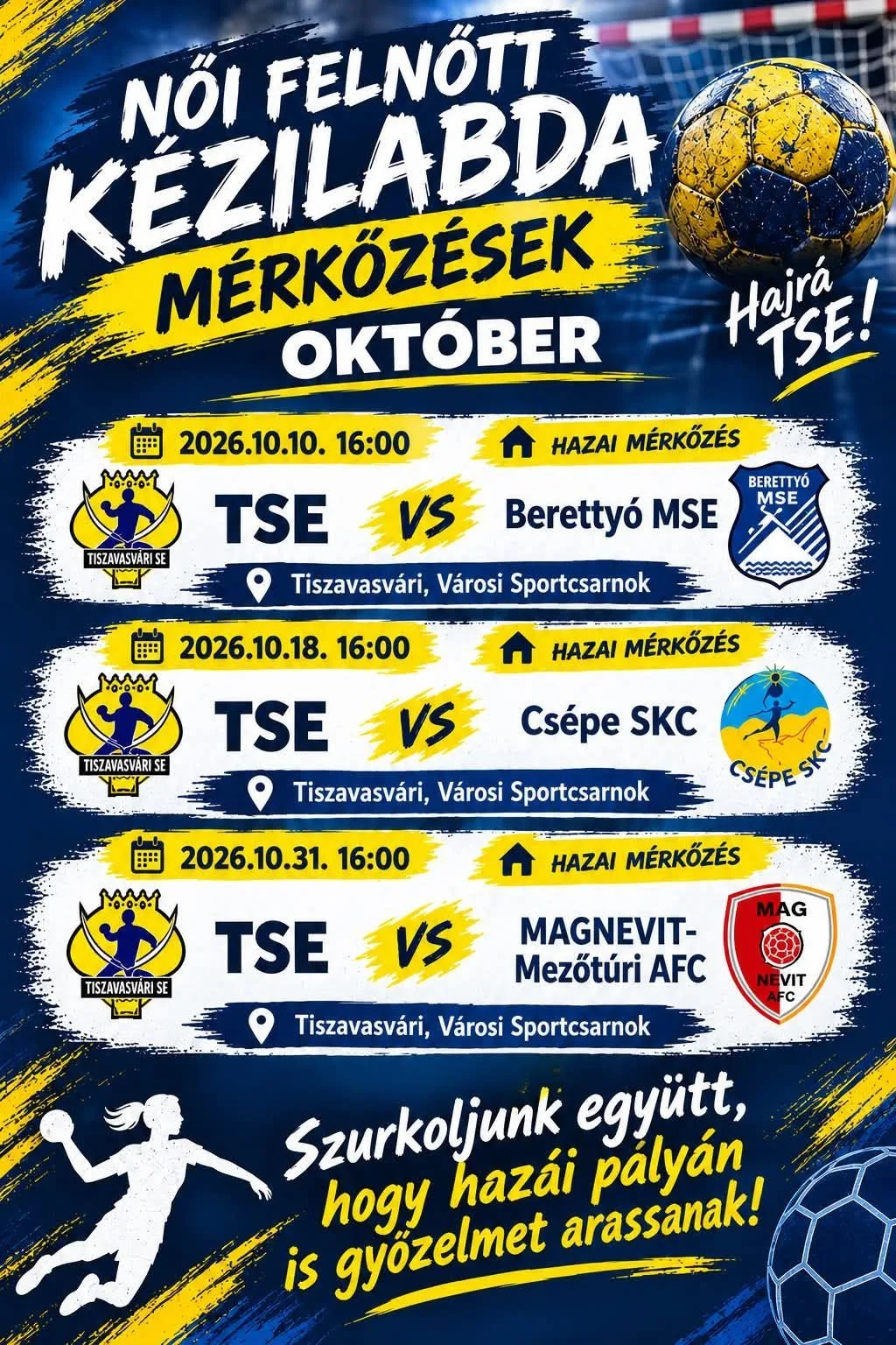 Hazai mérkőzések sora vár a Tiszavasvári SE női kézilabdázóira októberben!