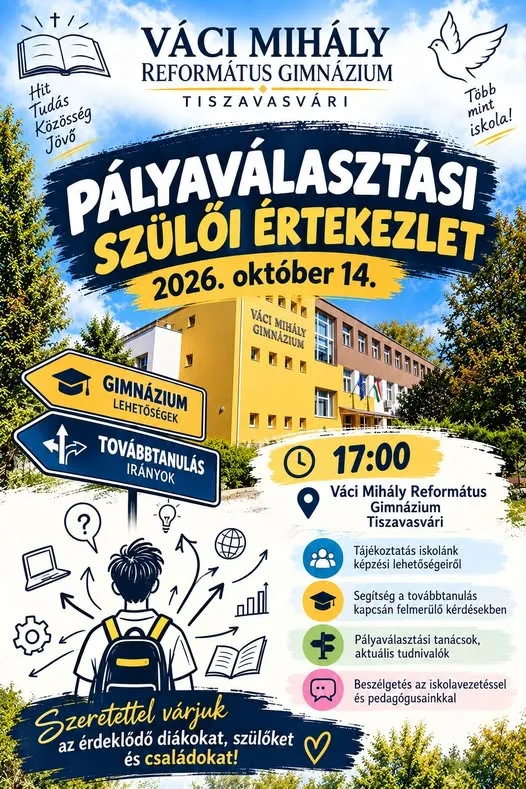 Pályaválasztási szülői értekezlet a Váci Mihály Református Gimnáziumban