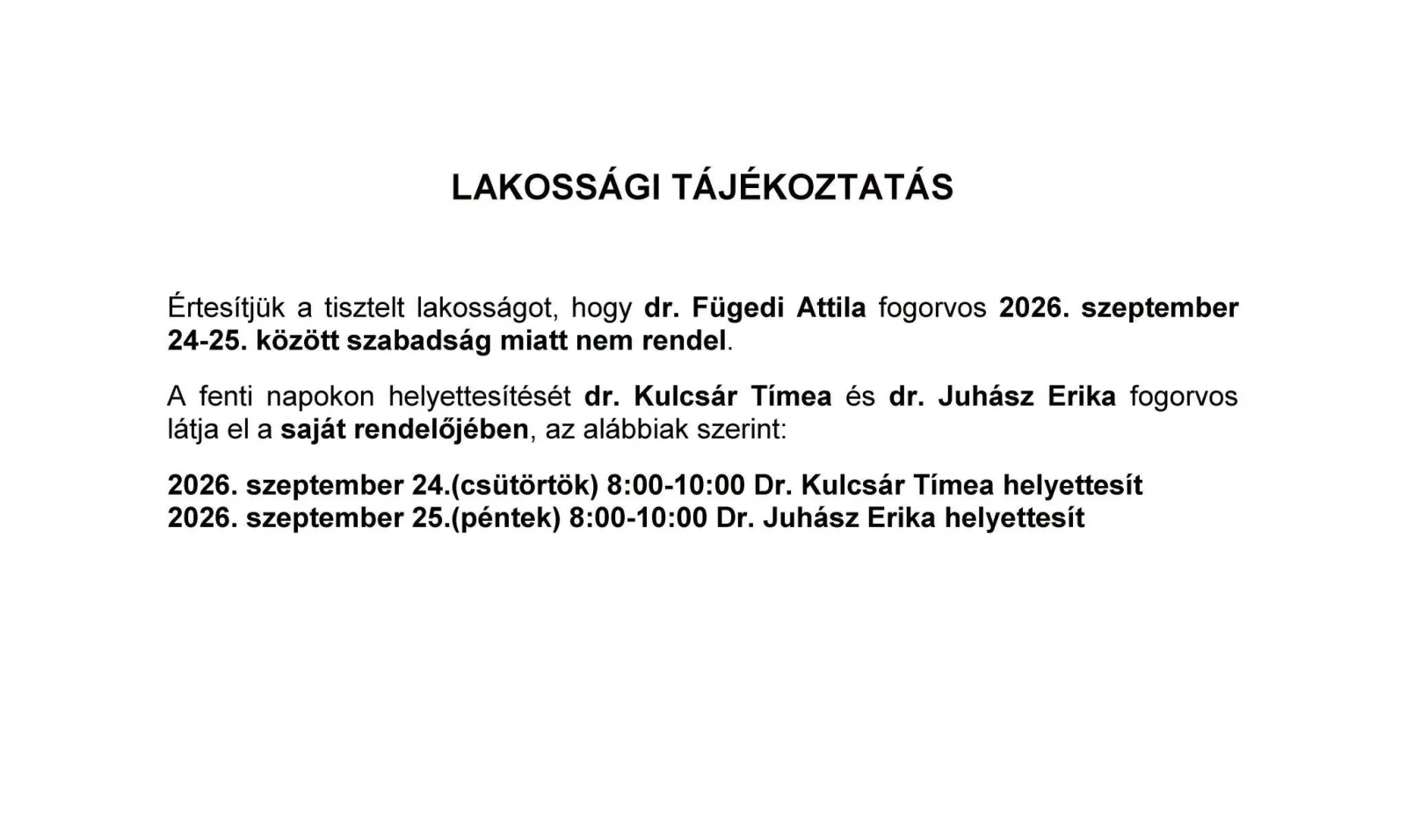 Fogorvosi rendelés változása