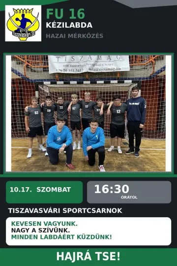 Szombaton lép pályára a Tiszavasvári SE FU16-os kézilabdacsapata